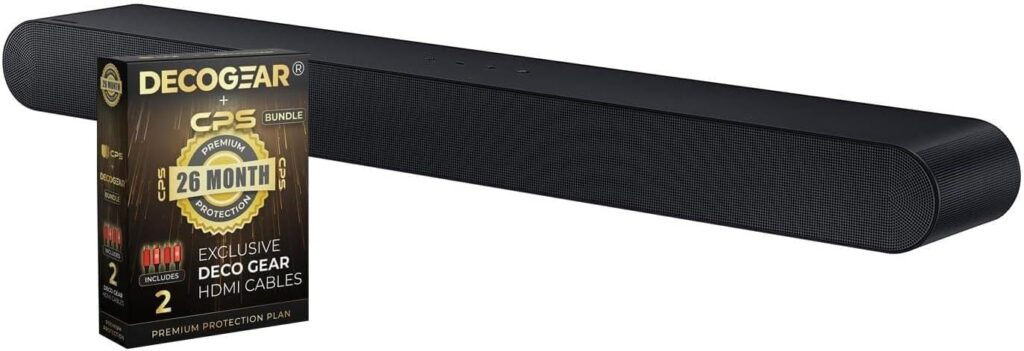 Samsung HW-S60D S-Series 5.0ch. Wireless Dolby Atmos Soundbar w/Q-Symphony (2024) Bundle with Deco Gear 4K HDMI 2.0 Cable x2 & CPS Exclusive 26 Month Protection Pack Bundle (BEACH-CPS-26500)
