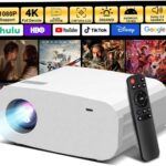 P7 Pro Projector, Portable 4K Projector with WiFi and Bluetooth 1080P Support,Electric Keystone Correction,Built-in Apps/PrimeVideo /YouTube,Indoor and Outdoor Movie Projector