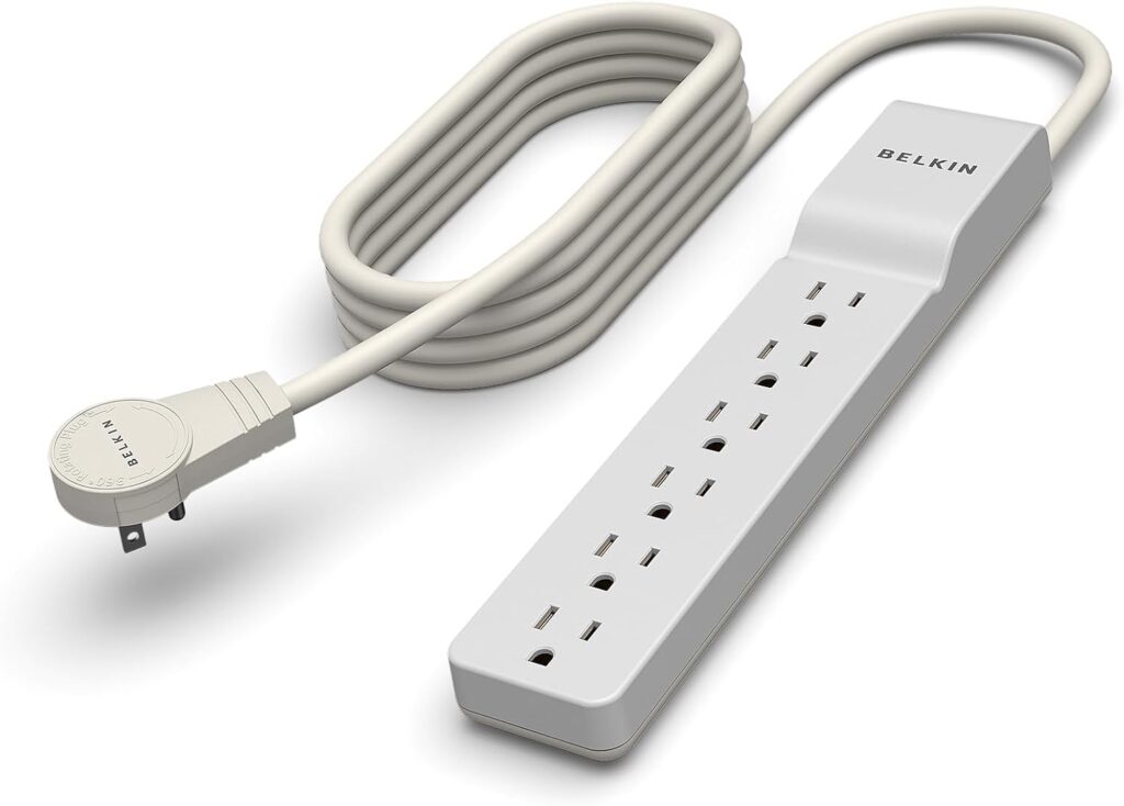 Belkin 6-Outlet Surge Protector Power Strip, 6ft Cord, 360° Rotating Plug – 1080 Joules Protection