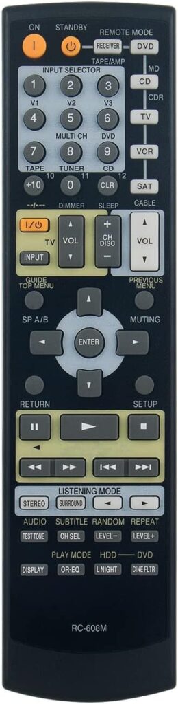 RC-608M Replace Remote Control operates for Onkyo AV Receiver HT-R530 HT-S780 SKB-530 SKW-530 SKF-530F SKC-530C SKM-530S HTS780S RC608M Stereo Home Theater System