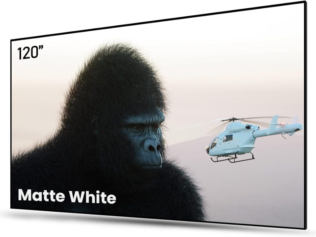 AWOL VISION 120″ Fixed Frame Projector Screen, 1.3 dB Peak Gain, The Perfect Combo with LTV-2500, 80% Picture Quality Improved, 4K / 8K Ultra HD, Active 3D Wall Mount Projector Screen, MW-120