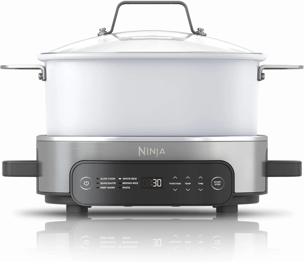 Ninja Foodi 6.5 qt Everyday PossibleCooker, 6-in-1 Functionality, Multi Cooker, Slow Cooker, Stainless Steel/White, MC1100 (Renewed)