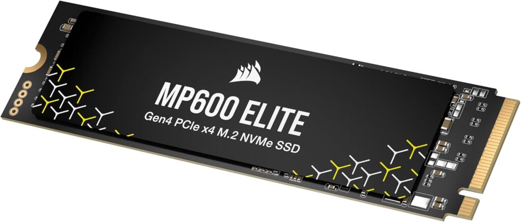 Corsair MP600 Elite 1TB M.2 PCIe Gen4 x4 NVMe SSD – M.2 2280 – Up to 7,000MB/sec Sequential Read – High-Density 3D TLC NAND – Black