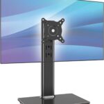AX WABER Single Monitor Desk Stand Free-Standing Desk Mount Arm Riser for 13 inch to 32 inch Screen Freestanding VESA Mount Base, Adjustable Height, Tilt, Swivel, Rotation, Black AX05TB01