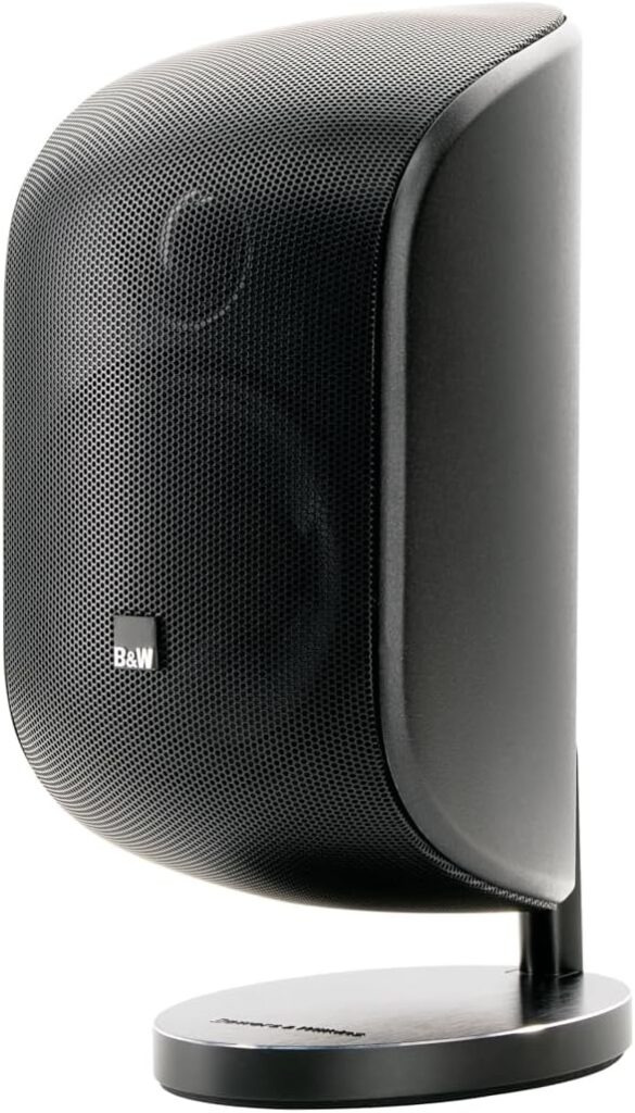 Bowers and Wilkins M-1 Satellite Speaker (1 Count) 4″ Glass Fiber Midrange, 1″ Aluminum Dome Tweeter, Use as Home Stereo Speakers or Center Channel in Your Surround Sound System, Matte Black (Single)