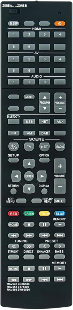 RAV546 ZQ56680 Replacement Remote Control Applicable for Yamaha AV Receiver RX-A550 RX-A550BL RX-S601 RX-S601BL RX-S601D RX-S601DBL RXA550 RXA550BL RXS601 RXS601BL RXS601D RXS601DBL