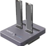 AOKO M.2 NVMe SSD Cloner, Dual-Bay 4-in-1 Hard Drive Duplicator/Reader, Supports M.2 NVMe/NGFF SATA, mSATA & SATA 2.5″/3.5″ HDD,Offline Cloning Without PC