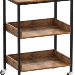 Kitchen Microwave Cart, 3 Tier Rolling Utility Cart on Wheels Coffee Cart, Storage Islands for Living and Kitchen Room