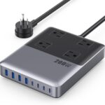 12-in-1 Charging Station USB-C Power Strip with 5ft Cord and Plug, 200W GaN IV Charger Block, 4 AC Outlets, 4 USB A&C for MacBook,iPhone 16/15/14, Desktop Charger for Office, Home