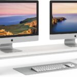 YAOHUOO Dual Monitor Stand Riser, 39Inch Large Monitor Stands for 2 Monitors, Computer Monitor Stand, Wooden Desktop Oraganizer Shelf for Office Desk Computer,Laptop,TV