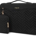 MOSISO 13-14 inch 360 Protective Laptop Case, 13.3 inch Laptop Sleeve Compatible with MacBook Air/Pro 13 13.6/Pro 14, HP, Dell, ASUS, Rectangle Quilted Bag with Handle&Pocket&Small Case, Black