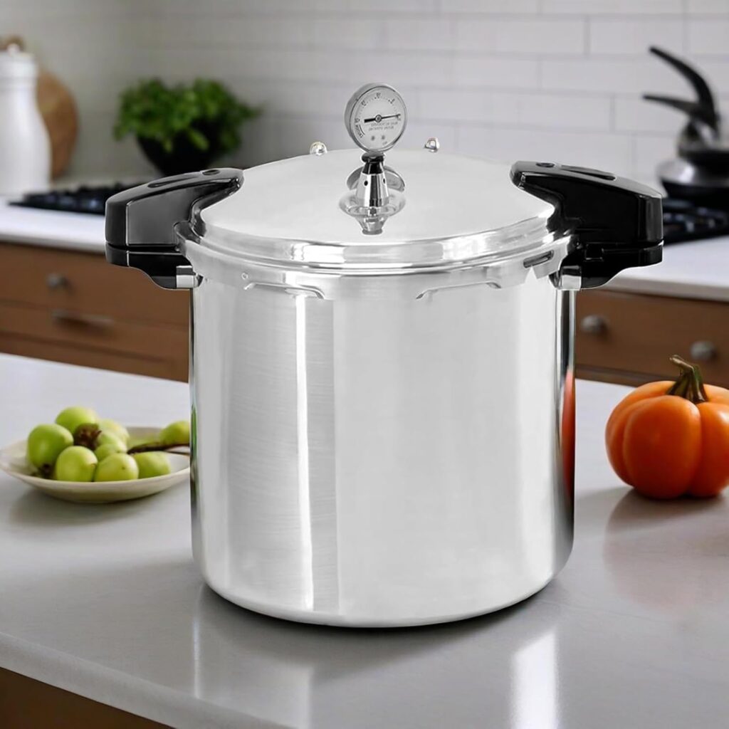 24 qt Pressure Canner,Canning Pressure Cooker with Gauge,14.5PSI,Large Capacity Aluminum Pressure Canners for Compatibility Gas and Induction Cooktops