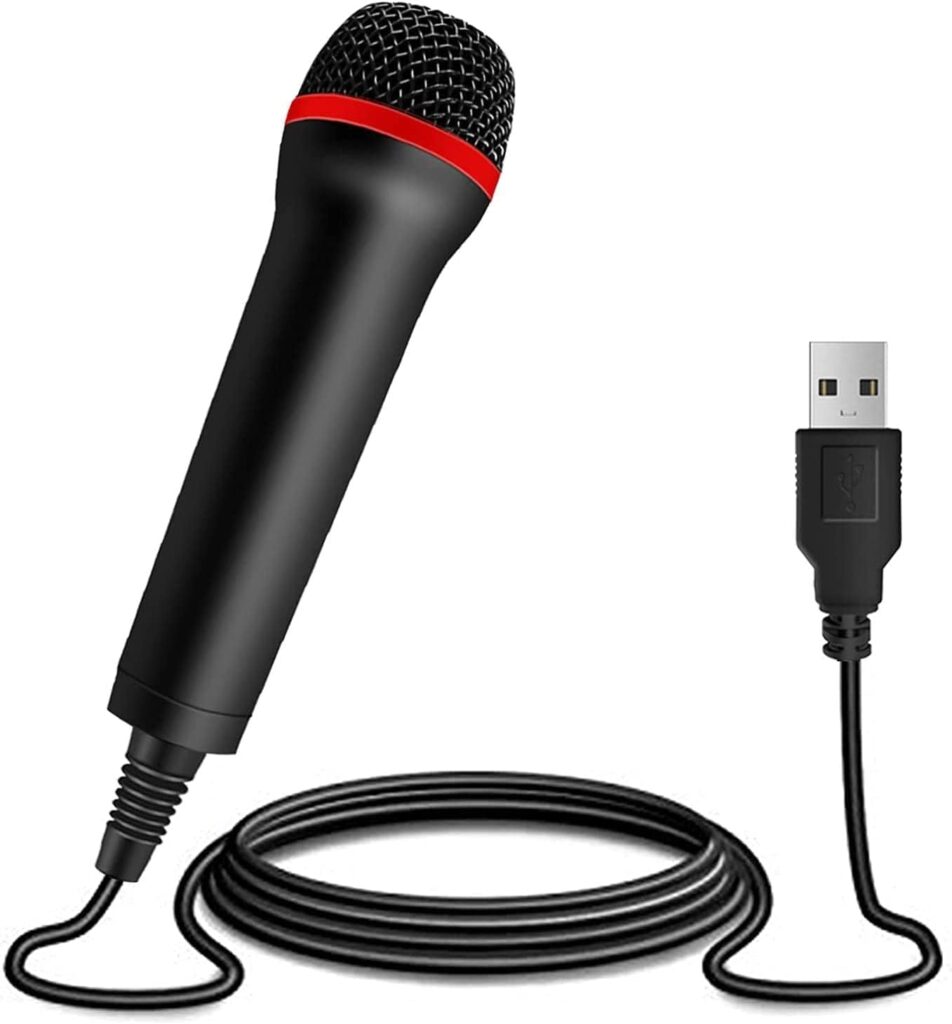 2Pack 13ft Wired USB Microphone for Rock Band, Guitar Hero, Let’s Sing – Compatible with PS2, PS3, PS4, PS5, Switch, Wii, Wii U, Microsoft Xbox 360, Xbox One and PC