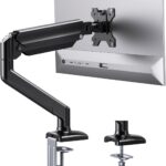 ErGear Single Monitor Arm for 13-34 inch Screens, Adjustable Gas Spring Monitor Mount Holds up to 22 lbs, Computer Monitor Stand with VESA Mount, C-Clamp & Grommet Base, Max VESA 100x100mm,