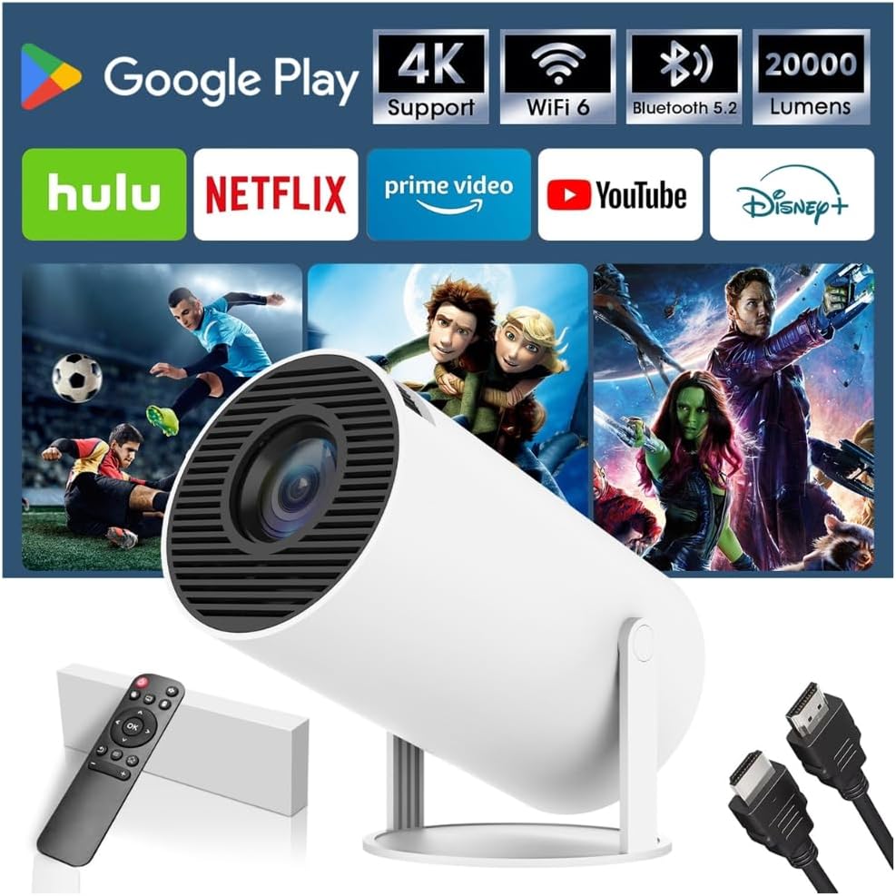 Mini Projector with WiFi & Bluetooth, SUMTAB 2025 Upgraded Portable Projector , 1080P & 4K Support Video Projector,Built-in Netflix,Compatible with iOS/Android/Windows