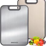 Stainless Steel Cutting Board, Large Double Sided Cutting Board for kitchen, 18/8 Stainless Steel & Wheat straw pp, Food-Grade, non Toxic – Easy to Clean, 16 x 11 Inches