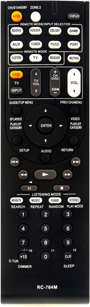 RC-764M 24140764 Replace Remote Control Compatible with Onkyo A/V Surround Home Theater Receiver TX-SR508 HT-S5300 HT-S7300 HT-S6300 HTS5300B HT-R580 UP-A1 HTP-780 HTP-680 HTP-580 SKF-580 L HT-R680
