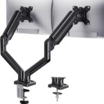 HUANUO Dual Monitor Mount for 2 Monitors up to 32 inches, Each Arm Holds Max 22lbs, Dual Monitor Stand with Advanced System, Height-Adjustable/Tilt/Swivel/Rotate, VESA Standard 75mm or 100mm