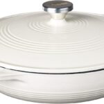Lodge 3.6 Quart Enameled Cast Iron Oval Casserole With Lid– Dual Handles – Oven Safe up to 500° F or on Stovetop – Use to Marinate, Cook, Bake, Refrigerate and Serve – Oyster White