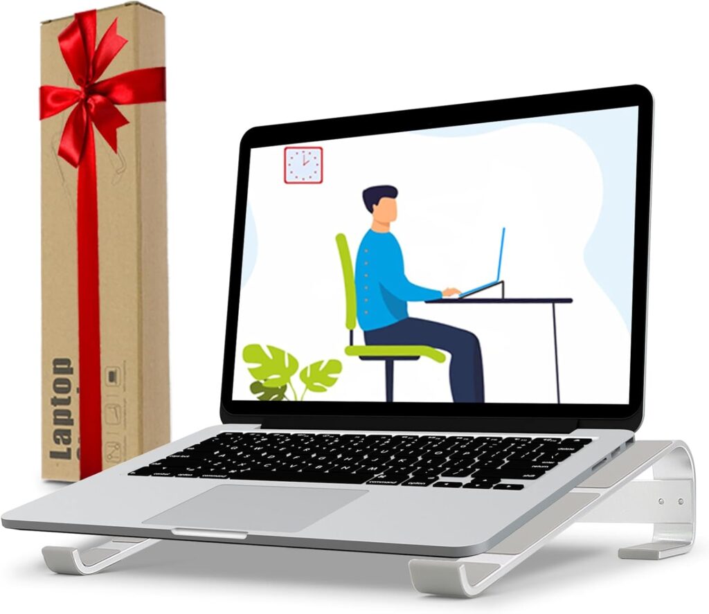 Laptop Stand for Desk, Ergonomic Aluminum Laptop Riser, Ventilated Notebook Stand Compatible with MacBook Air Pro, Dell XPS, HP, More 11-17.3 Inches Work from Home
