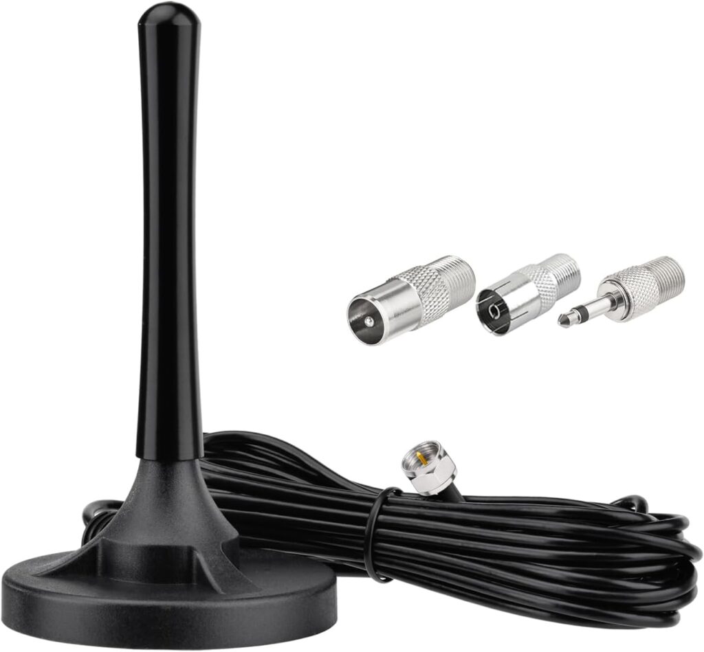 Eightwood FM Antenna for Stereo Receiver, Magnetic Base FM Radio Antenna with 9.8ft Extension Cable for Pioneer Onkyo Yamaha Marantz Bluetooth Home Theater Stereo Receiver HD Radio