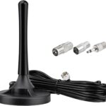 Eightwood FM Antenna for Stereo Receiver, Magnetic Base FM Radio Antenna with 9.8ft Extension Cable for Pioneer Onkyo Yamaha Marantz Bluetooth Home Theater Stereo Receiver HD Radio