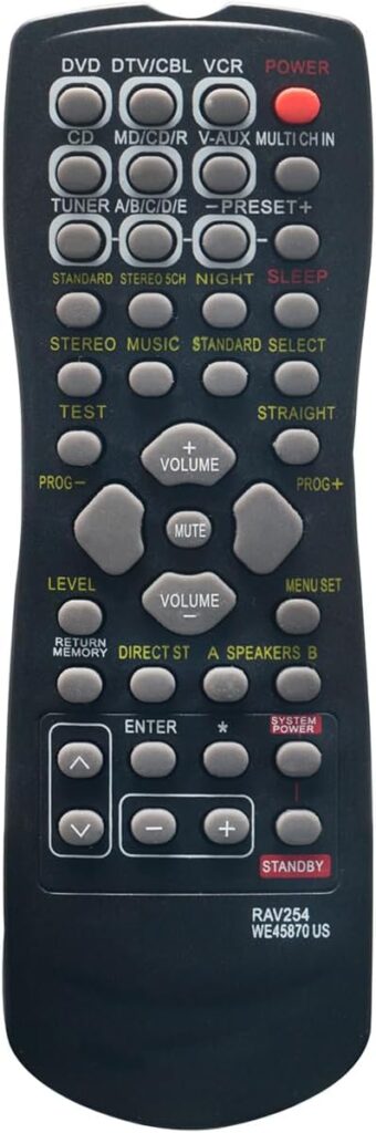 RAV254 WE45870 US Replacement Remote Control Applicable for Yamaha AV Receiver RX-V350 RX-V359 RX-V373 RX-459 RX-V496 HTR-5240 HTR-5250 HTR-5630 HTR-5730 RX-V373BL RX-V750 HTR-5740 HTR-5850 HTR-5840