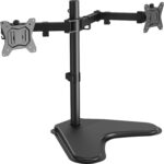 ErGear Freestanding Dual Monitor Stand for 2 Screens up to 32 inch, Heavy Duty Monitor Mount Holds Max 17.6 lbs per Arm, Height Adjustable Computer Monitor Stand for Desk, VESA 75×75/ 100x100mm, Black