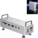 ULANZI QT03 Docking Station & Stand with NVME SSD Enclosure 40Gbps, 10-in-1 with 10 Gbps 4 USB C-A/Audio/4K HDMI/SSD/Hub/TF/SD Port Compatible with Mac mini M4, M4 Pro/Dell/HP/Lenovo/iPhone and More