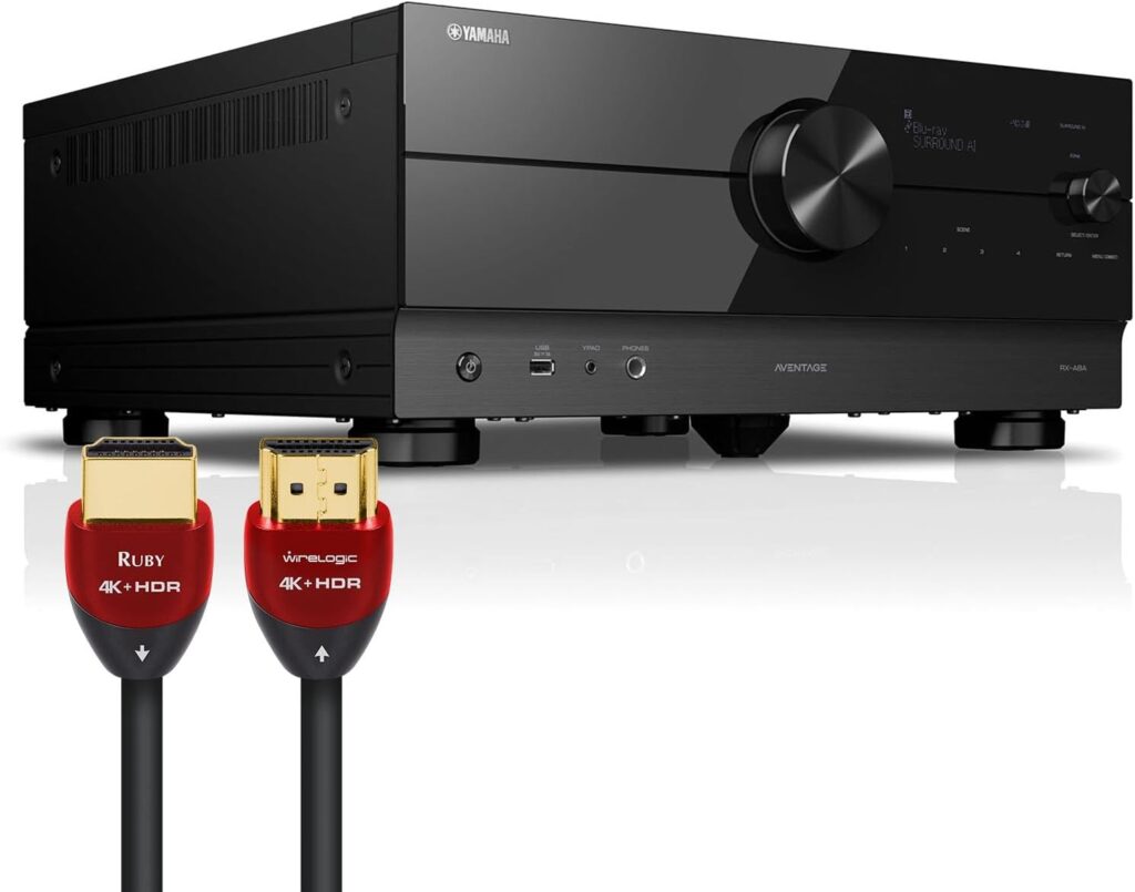 YAMAHA RX-A8A 11.2 AV Receiver Bundle with Pair of 8 feet 8K HDMI Cables