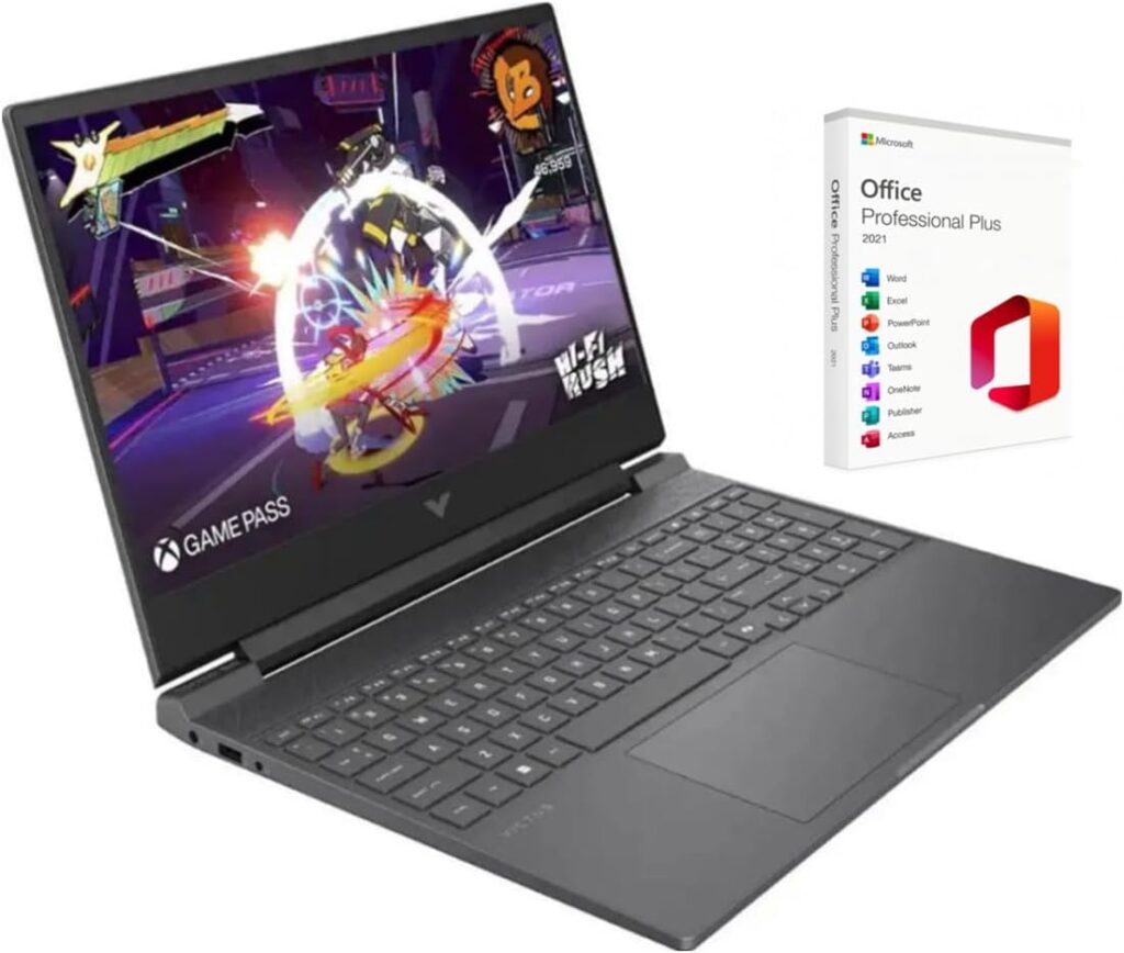 HP Victus 15.6″ 144Hz Full HD Gaming Laptop | AMD Ryzen 7 7445HS |NVIDIA GeForce RTX 4050|Copilot |Backlit| 32GB RAM DDR5 | 2TB SSD |Mica Silver |Windows 11 Pro |Bundle with Microsoft Office 2021