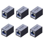 10GB RJ45 Coupler Ethernet Coupler, 10Gbps in Line Coupler for Cat8/Cat7/Cat6a/Cat6/Cat5e/Cat5 Ethernet Cable Extender Adapter for PC Router Modem PS5 Xbox Female to Female (6 PCS