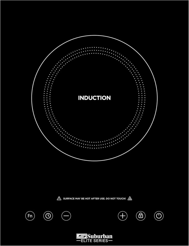Suburban Single Element Induction Cooktop for RV, Smoothtop, LED Display, Electric Stovetop with Child Safety Lock, Easy to Clean, 120V/60HZ, Black (‎3308A)