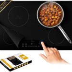 Large Induction Cooktop Protector Mat,Translucent (Magnetic) Stove Top Cover for Electric Stove, Silicone Stove Mat for Glass Top Stove,Glass Top Stove Cover (Semi-transparent Black, 20.4″ × 30.7″)