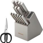 KitchenAid Gourmet Knife Block Set with Built-in Sharpener, 15-Piece, Stainless Steel