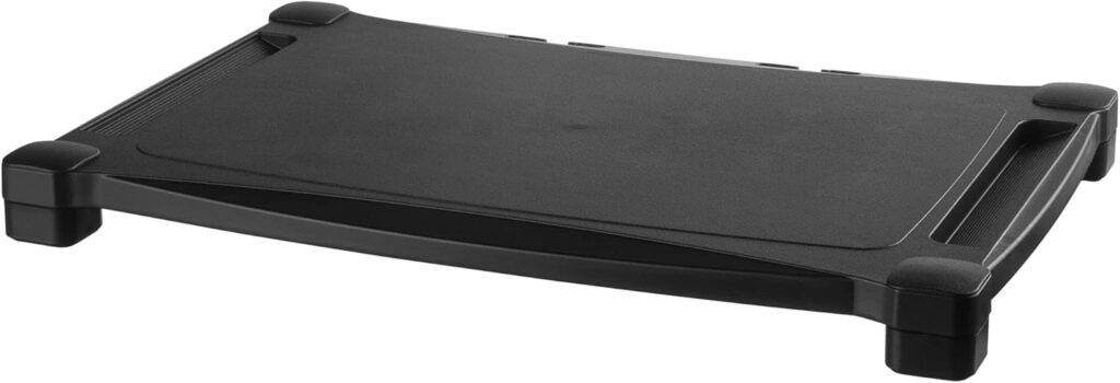 Kantek Extra Wide Single Level Height-Adjustable Monitor/Laptop Stand, 20-Inch Wide x 13.25-Inch Deep x 3 to 6.5-Inch High, Black (MS500)