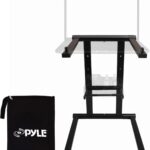 Pyle Portable Folding Laptop Stand – Foldable Laptop Stand with Adjustable Height, Secondary Accessory Tray for iPad, Tablet, DJ Mixer, Workstation, Gaming, Home Use and Carrying Bag Included