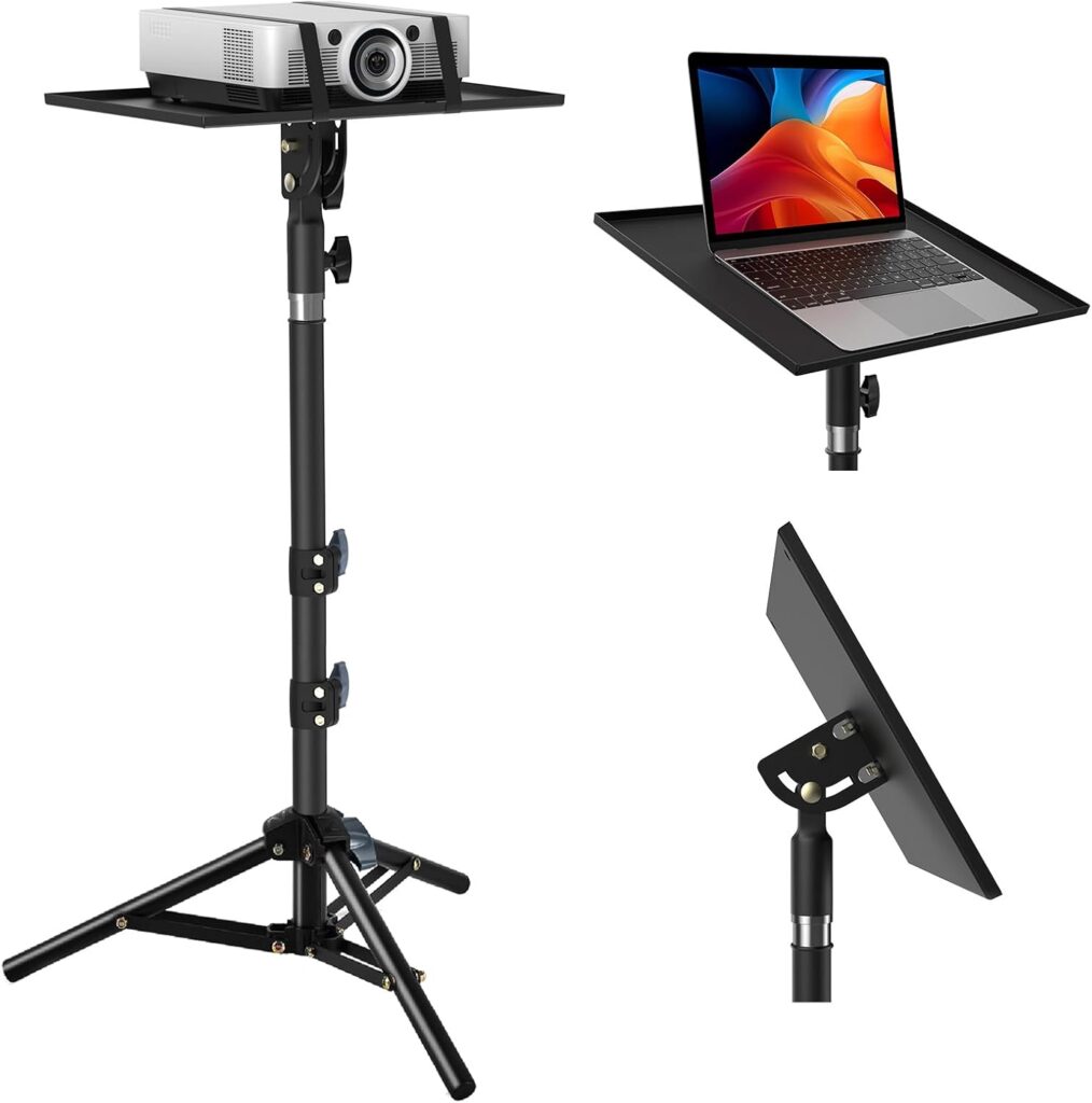 2025 Upgraded Projector Tripod Stand Adjustable: Height 23.5 to 45 inch Laptop Tripod Stand Portable Multifunctional DJ Rack Floor Stand for Office Home Outdoor Movies Computer Book DJ Equipment
