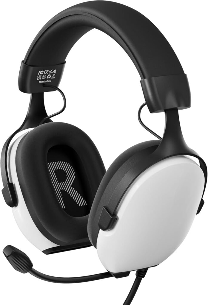 Gaming Headsets with Mic for Xbox,PS4,PS5,Switch,PC,7.1 Surround Sound Gmaing Headphones with Noise Cancelling Microphone,50MM Dynamic Drivers, 3.5MM Audio Jack-White