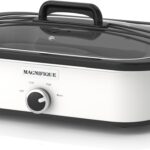 Magnifique 4-Quart Slow Cooker with Casserole Manual Warm Setting – Perfect Kitchen Small Appliance for Family Dinners, Dishwasher Safe Crock, White