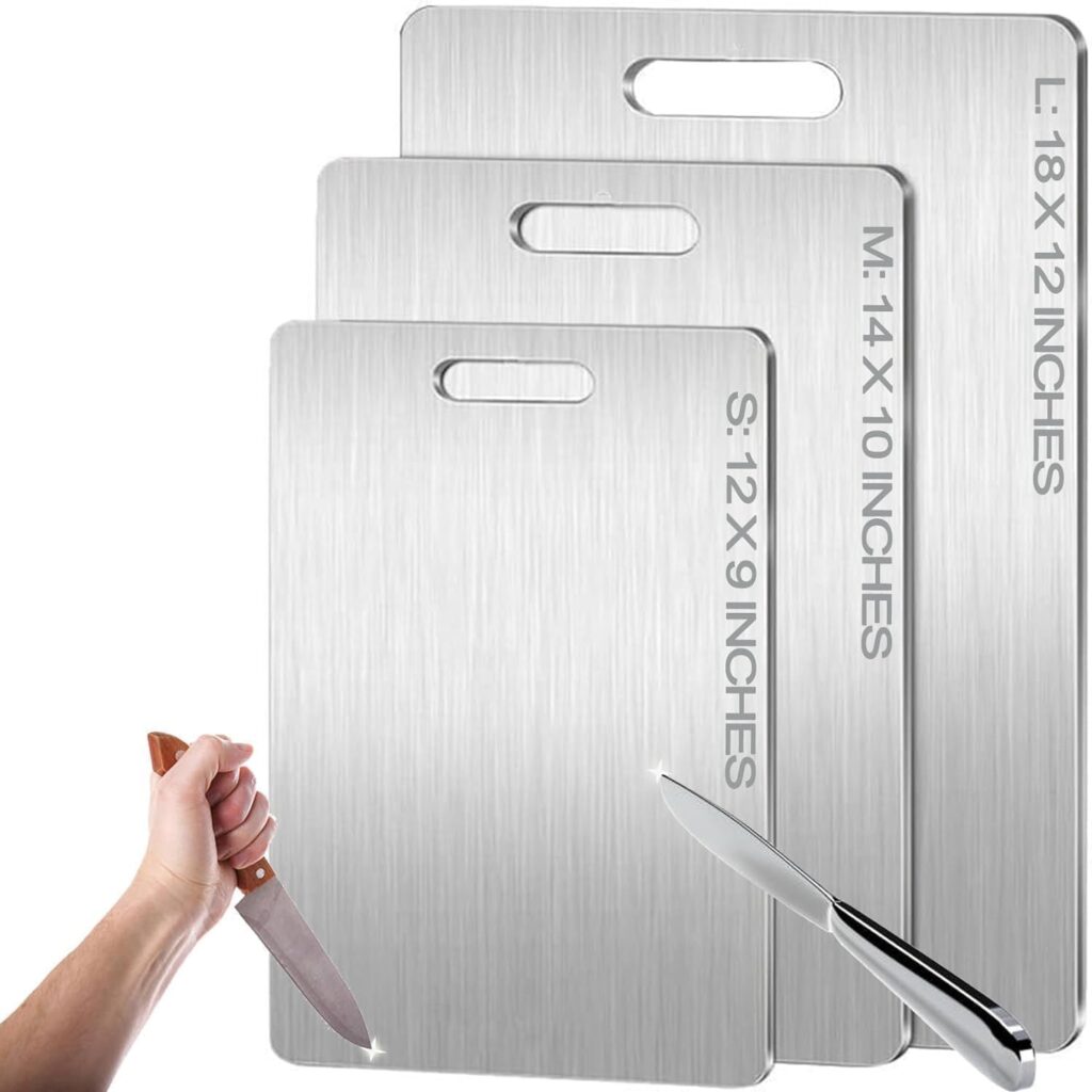 Titanium Cutting Board – 2025 New Upgrade 100% Pure Titanium Cutting Boards for Kitchen Double Sided Non Toxic Titanware Cutting Board,Hygiene Durable Dishwasher Safe Chopping Board (14″L x 10″W)