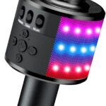 BONAOK Karaoke Microphone for Kids & Adults – Bluetooth Microphones Singing Mic with Disco Lights, Echo Effect, Built-in Speaker Portable Karaoke Player for Party Travel Gifts Q78(Black)