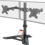 MOUNT PRO Dual Monitor Stand, Free-Standing Full Motion Monitor Desk Mount Fits 2 Screens up to 27 inches,17.6lbs with Height Adjustable, Swivel, Tilt, Rotation, VESA 75×75 100×100, Black