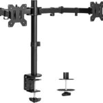 VIVO Dual Monitor Desk Mount, Holds 2 Computer Screens up to 30 inches and 22lbs Each, Heavy Duty Fully Adjustable Steel Stand with C-Clamp and Grommet, Black, STAND-V002