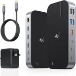 Laptop Docking Station,16 in 1 Docking Station USB C Docking Triple Monitor,USB C Dock Station with 3 HDMI,PD 100W, USB 3.1/3.0/2.0,RJ 45 Ethernet,SD/TF,Audio for Dell/Lenovo（Include Power Adapter）