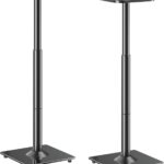 ELIVED Universal Speaker Stands Height Adjustable 28″-37.4″, Bookshelf Speaker Stand Pair for Satellite Studio Large Speakers Up to 22 lbs, Surround Sound Speaker Stand with Cable Management, Black