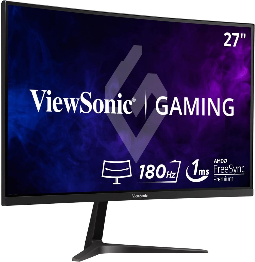 ViewSonic VX2718-2KPC-MHD 27 Inch Curved 1440p 1ms 180Hz Gaming Monitor with FreeSync Premium, Eye Care, HDMI and Display Port