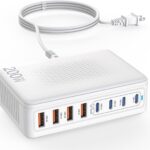 USB C Charger Block,200W GaN 8 Port USB C Charging Station USB Hub Block Cube Type C & USB A Wall Charger Power Adapter for Multiple Devices Apple iPhone 16/15/14,Steam Deck,MacBook Pro/Air,iPad Pro