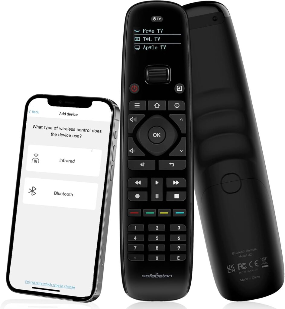 SofaBaton U2 Universal Remote (with Backlight), All-in-One Smart Universal Remote Control with Customized APP for TV/Soundbar/DVD/Blu-ray/Projector and More, Macro Buttons & Extended Infrared Range