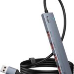 Aceele 10Gbps USB 3.2 Hub with 4 USB A 3.2 Ports, USB 3.2 Gen 2 Splitter with 4ft Extented Long Data Cable and Type-C Power Port, for Chromebook,Surface Pro 3,iMac,PS4 Flash Drive Data and More